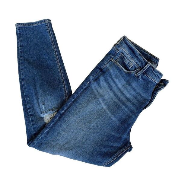 Old Navy Rockstar Womens Jeans Super Skinny High Rise Sz 12 Distressed Med Dark - Picture 7 of 10